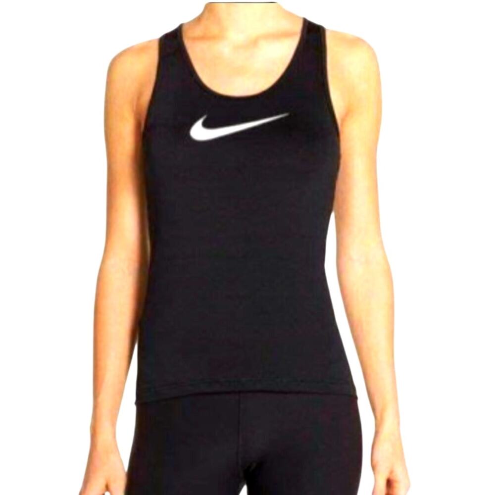 Nike Women's Medium Dri-Fit Athletic Racerback Black White Scoop Neck Tank Top